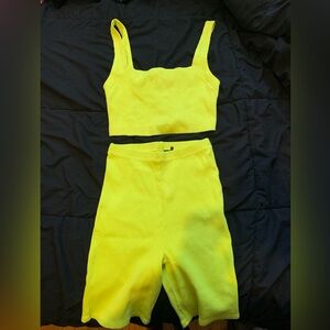Urban Outfitters Neon Yellow Two-Piece Set NWOT